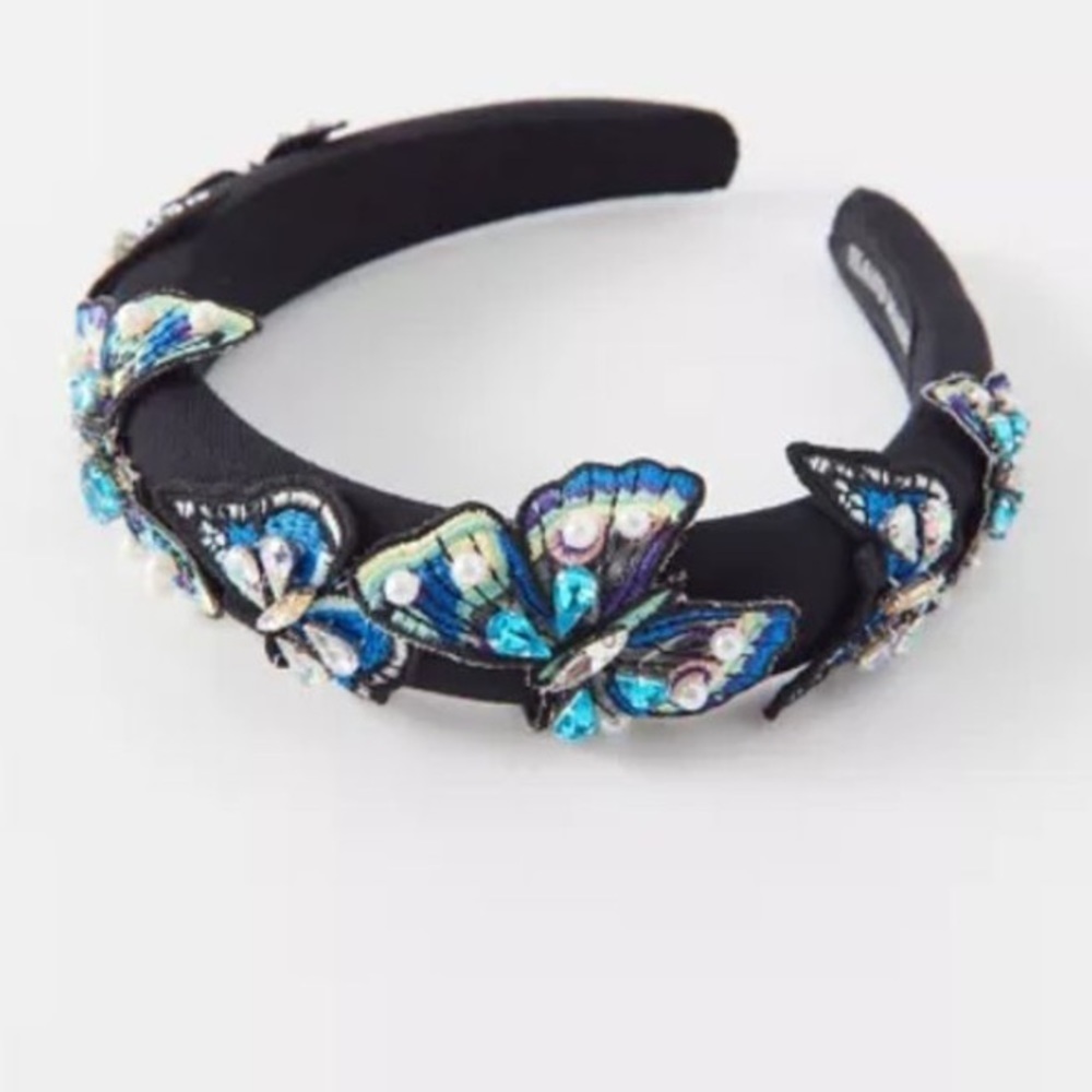 Urban outfitters butterflies black headband appliqué new without tags - Picture 1 of 4